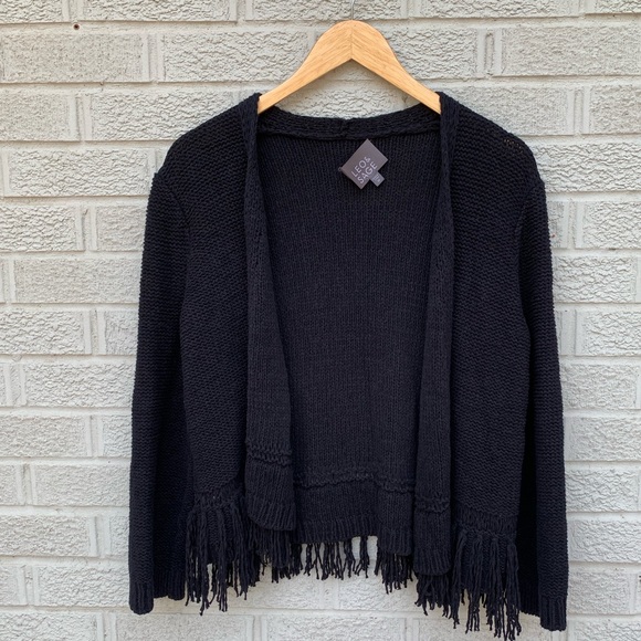 Leo & Sage Black Fringe Knit Jacket - Picture 3 of 8